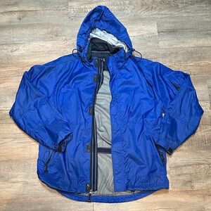 Vintage GAP Men's Vibrant Blue Raincoat Size Medium